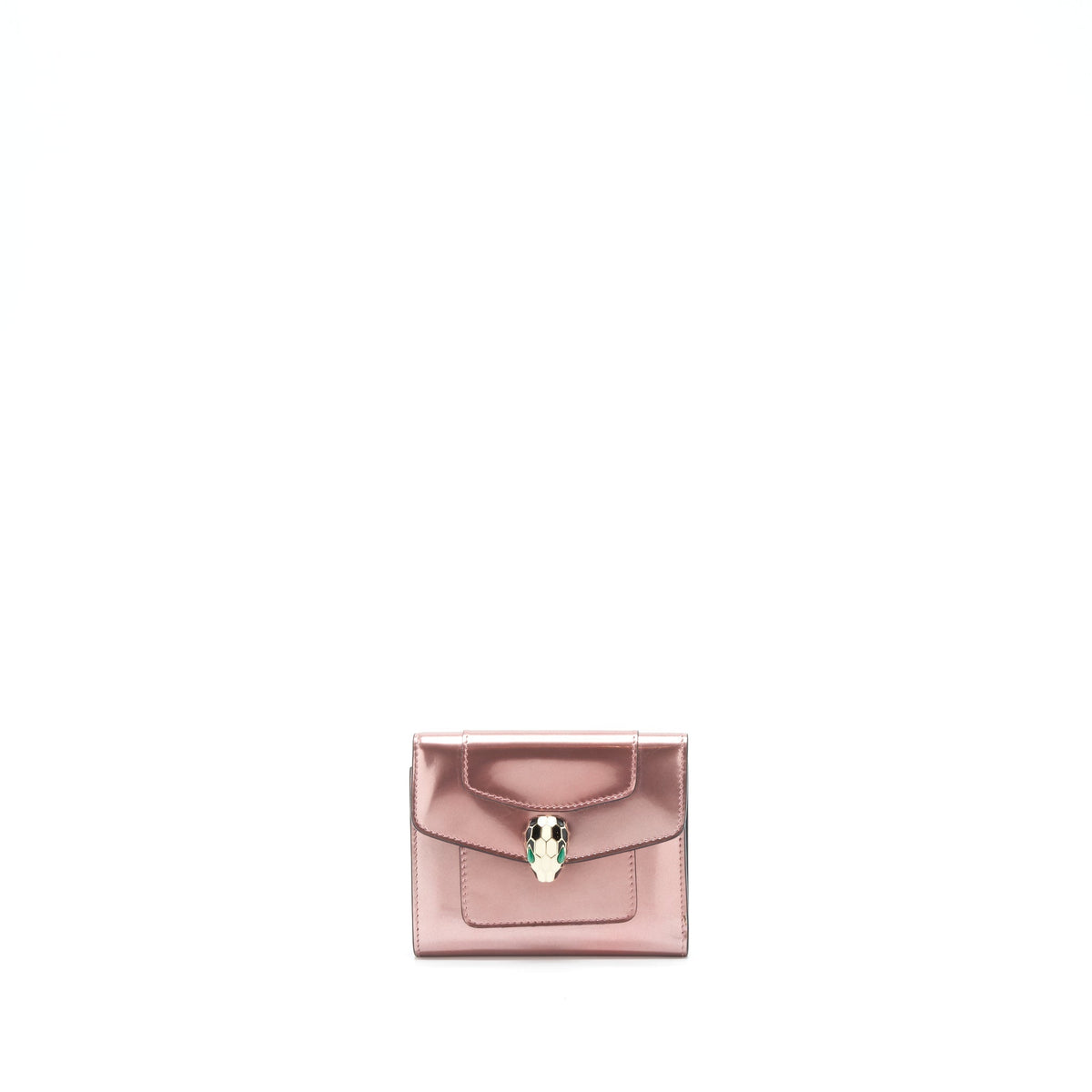 BVLGARI SERPENTI COMPACT WALLET PATENT PINK
