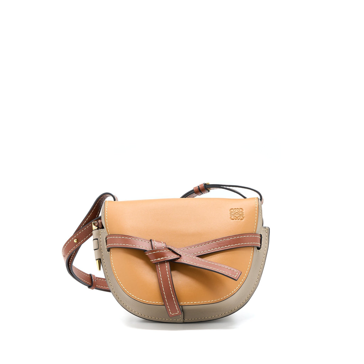 LOEWE GATE BAG SOFT CALFSKIN AMBER/LIGHT GREY/RUST GHW