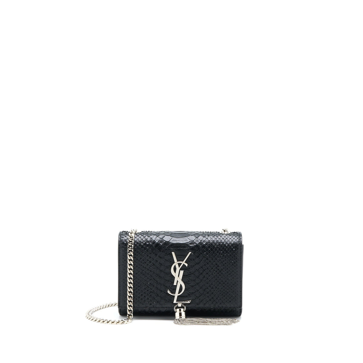 SAINT LAURENT SMALL KATE PYTHON EMBOSSED CALFSKIN BLACK SHW