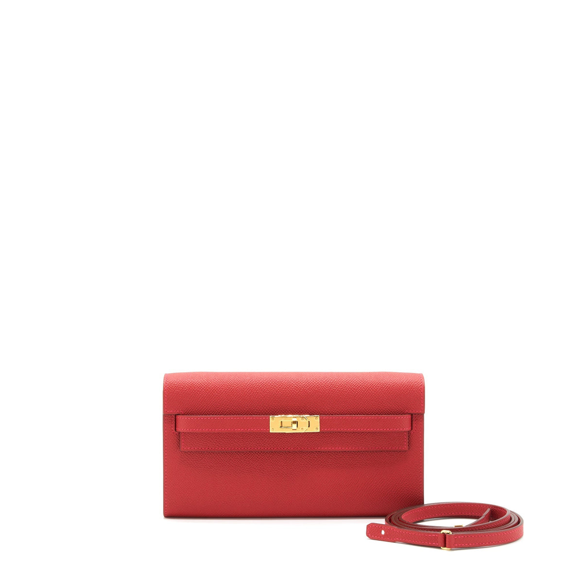 HERMES KELLY TO GO EPSOM ROUGE CASAQUE GHW