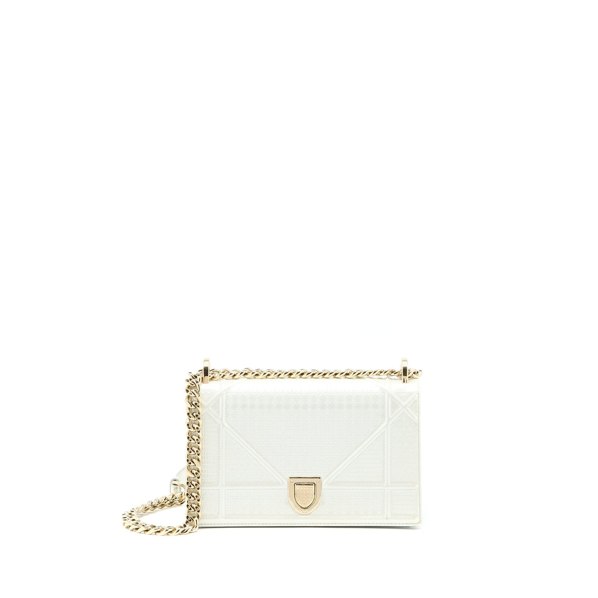 DIOR SMALL DIORMA METALLIC WHITE LGHW