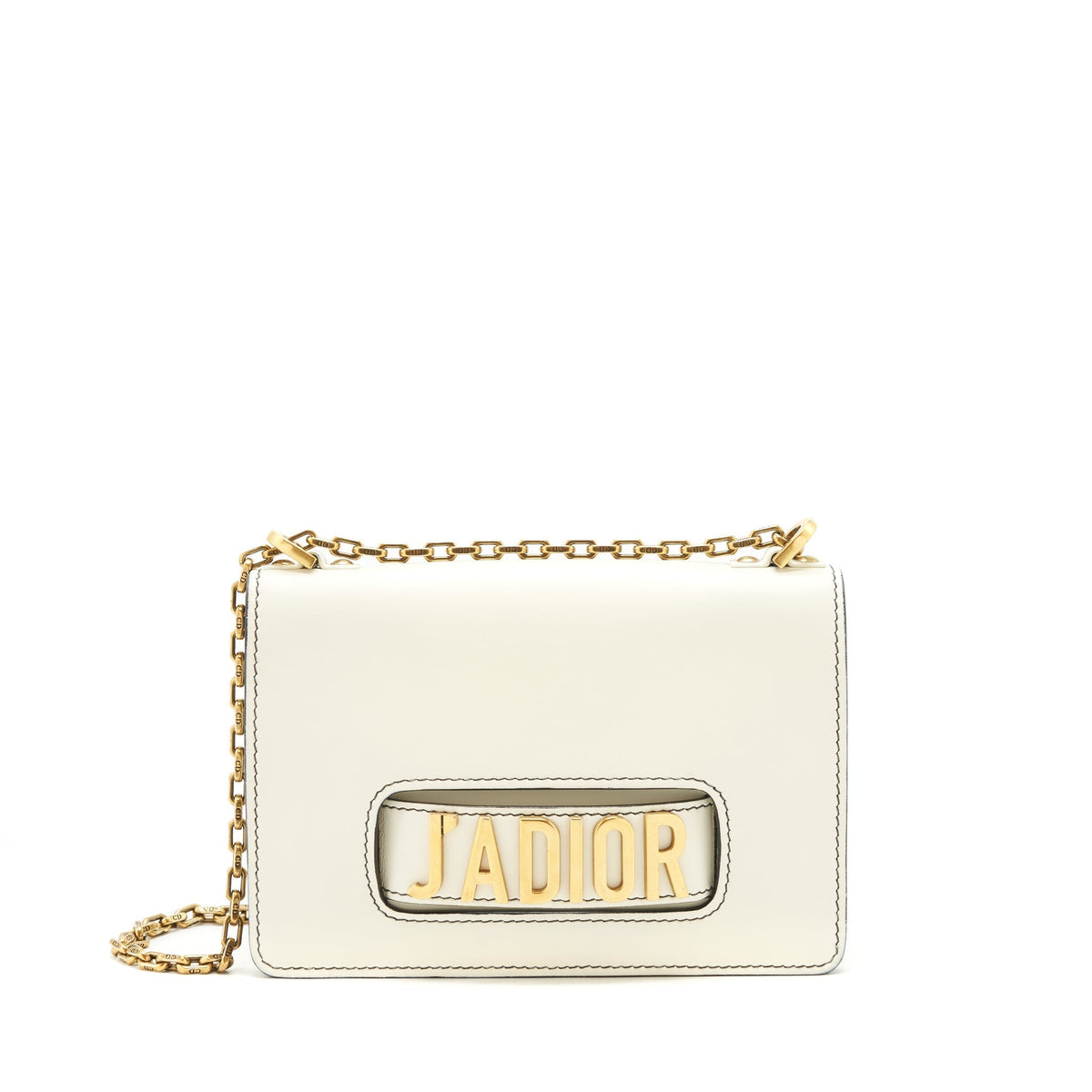DIOR J'ADIOR FLAP BAG CHAIN BAG CLUTCH WHITE GHW