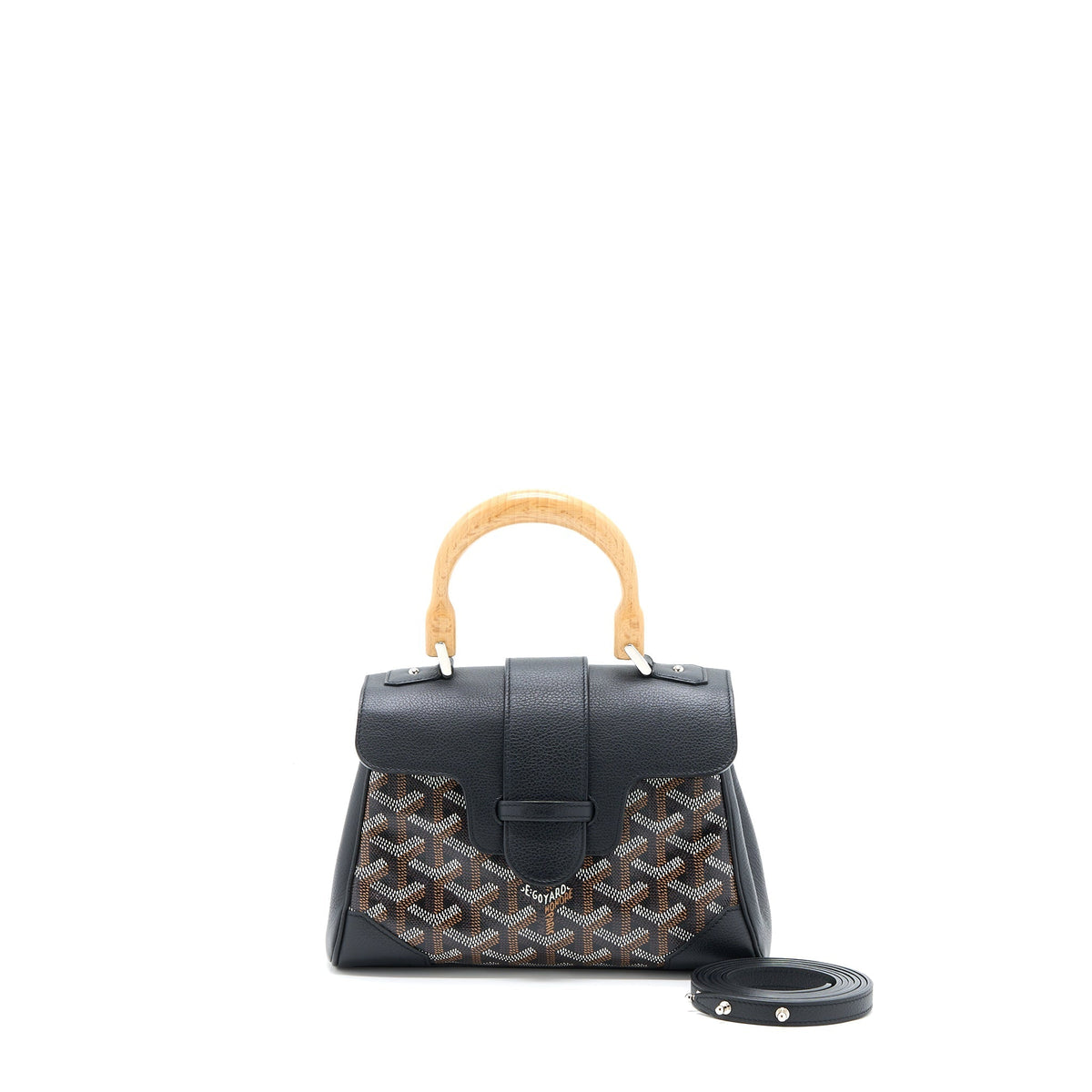 GOYARD MINI SAIGON SOUPLE BAG CANVAS/CALFSKIN BLACK SHW