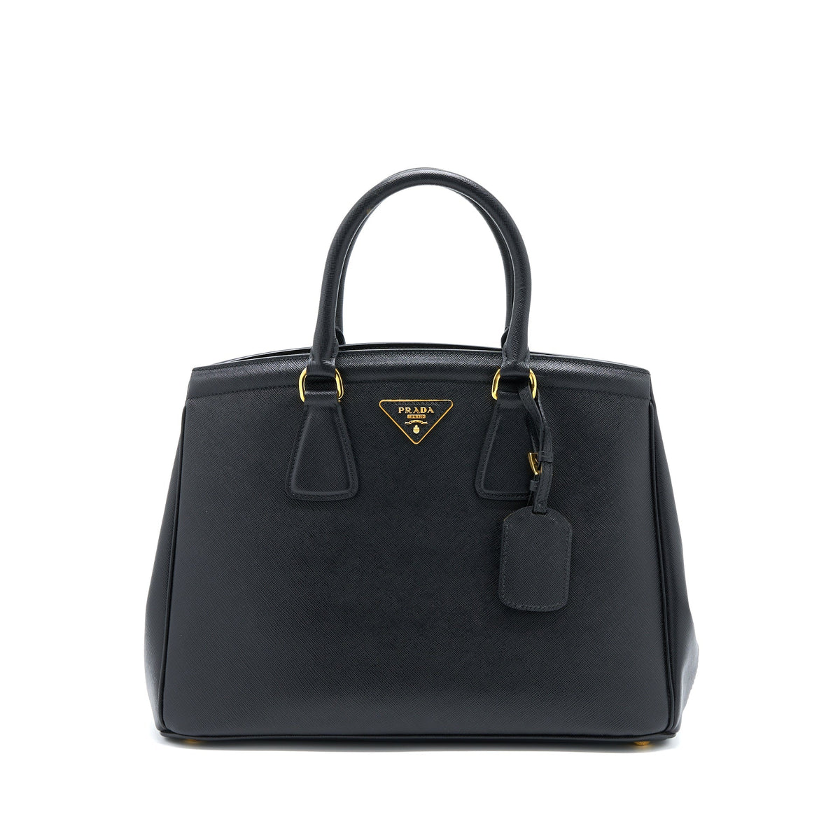 PRADA TOP HANDLE TOTE BAG CALFSKIN BLACK GHW