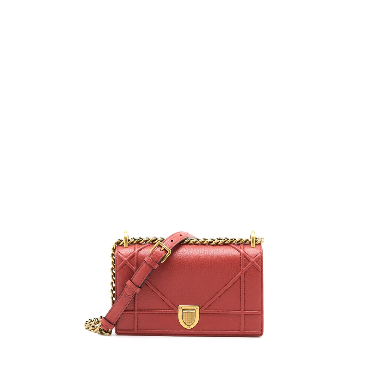 DIOR SMALL DIORAMA CALFSKIN RED BRUSHED GHW