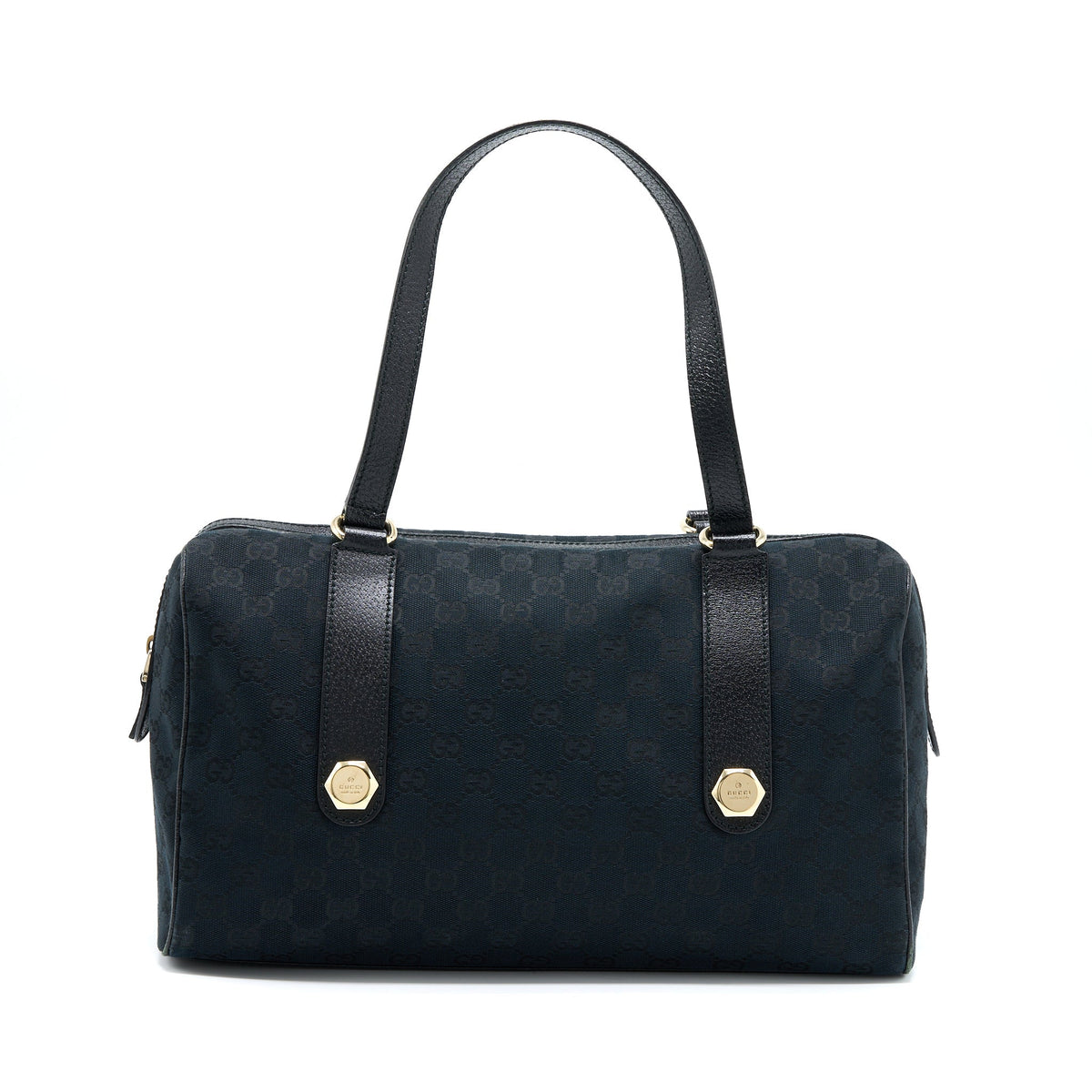 GUCCI BOSTON BAG GG SUPREME FABRIC BLACK SHW