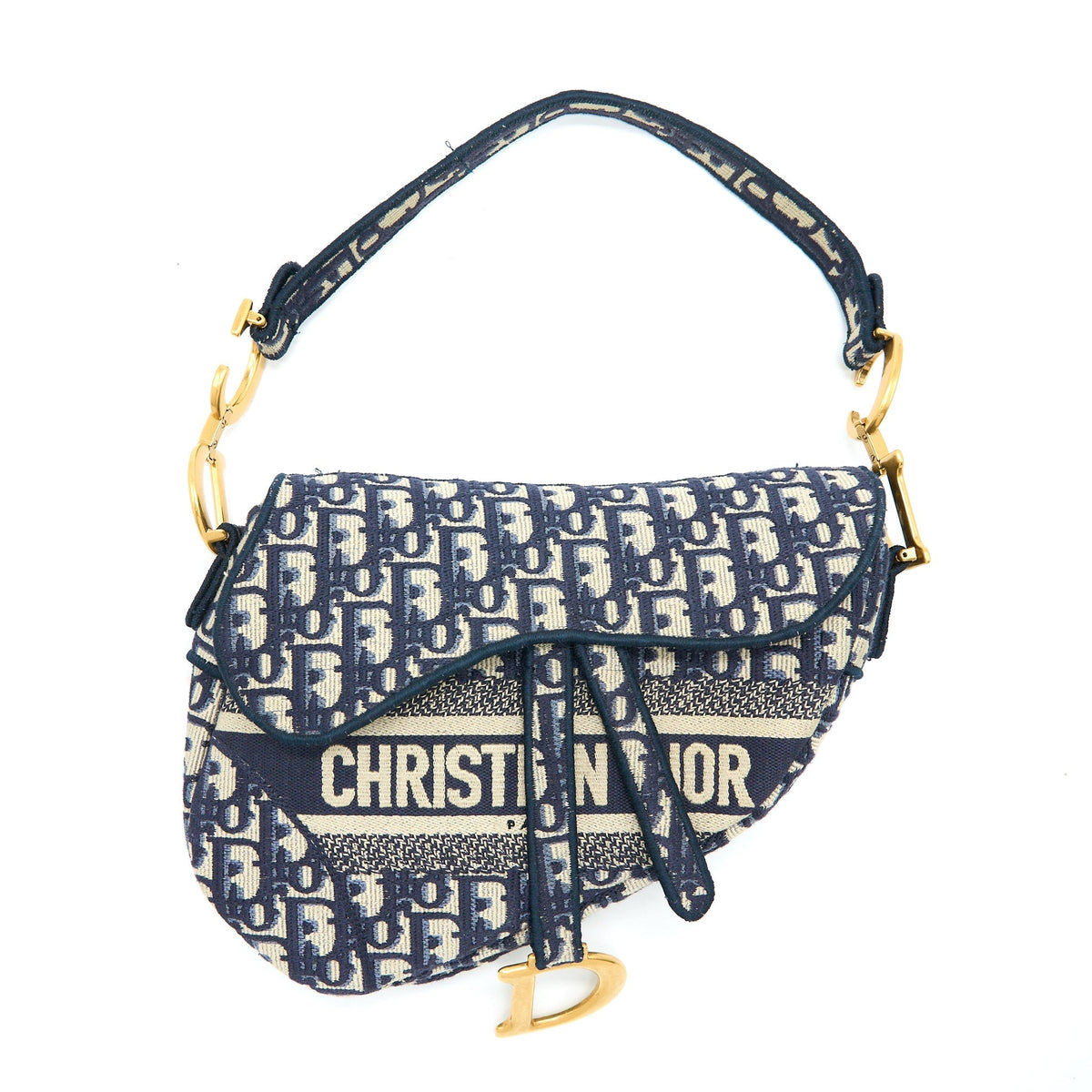 DIOR SADDLE BAG BLUE OBLIQUE EMBROIDERY GHW