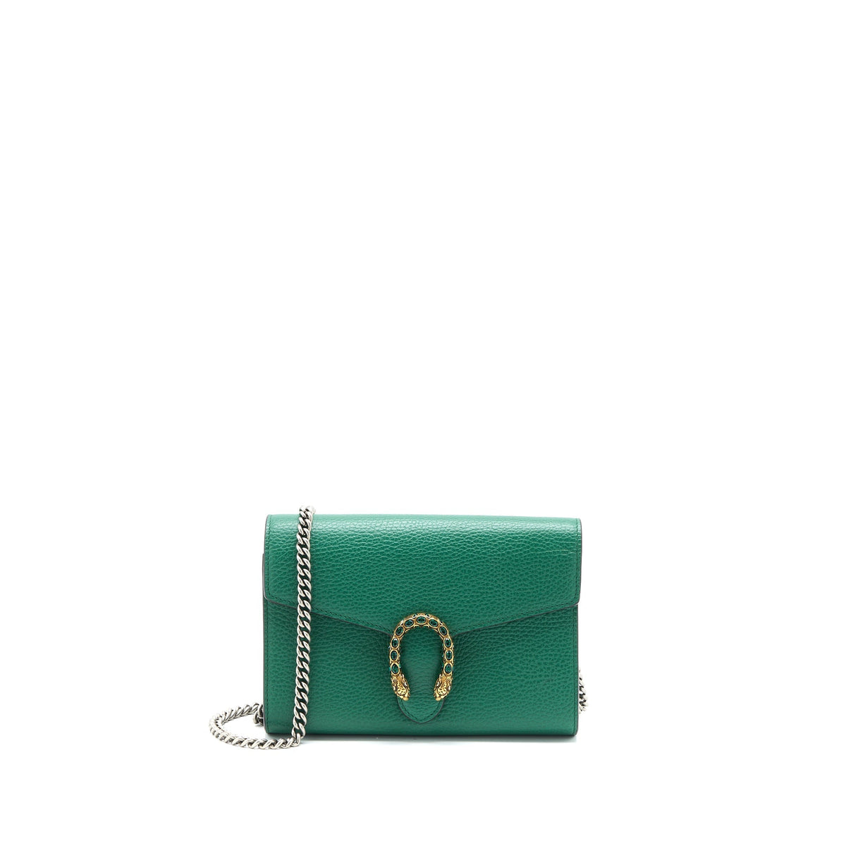 GUCCI DIONYSUS MINI CHAIN BAG CALFSKIN GREEN MULTICOLOUR HARDWARE