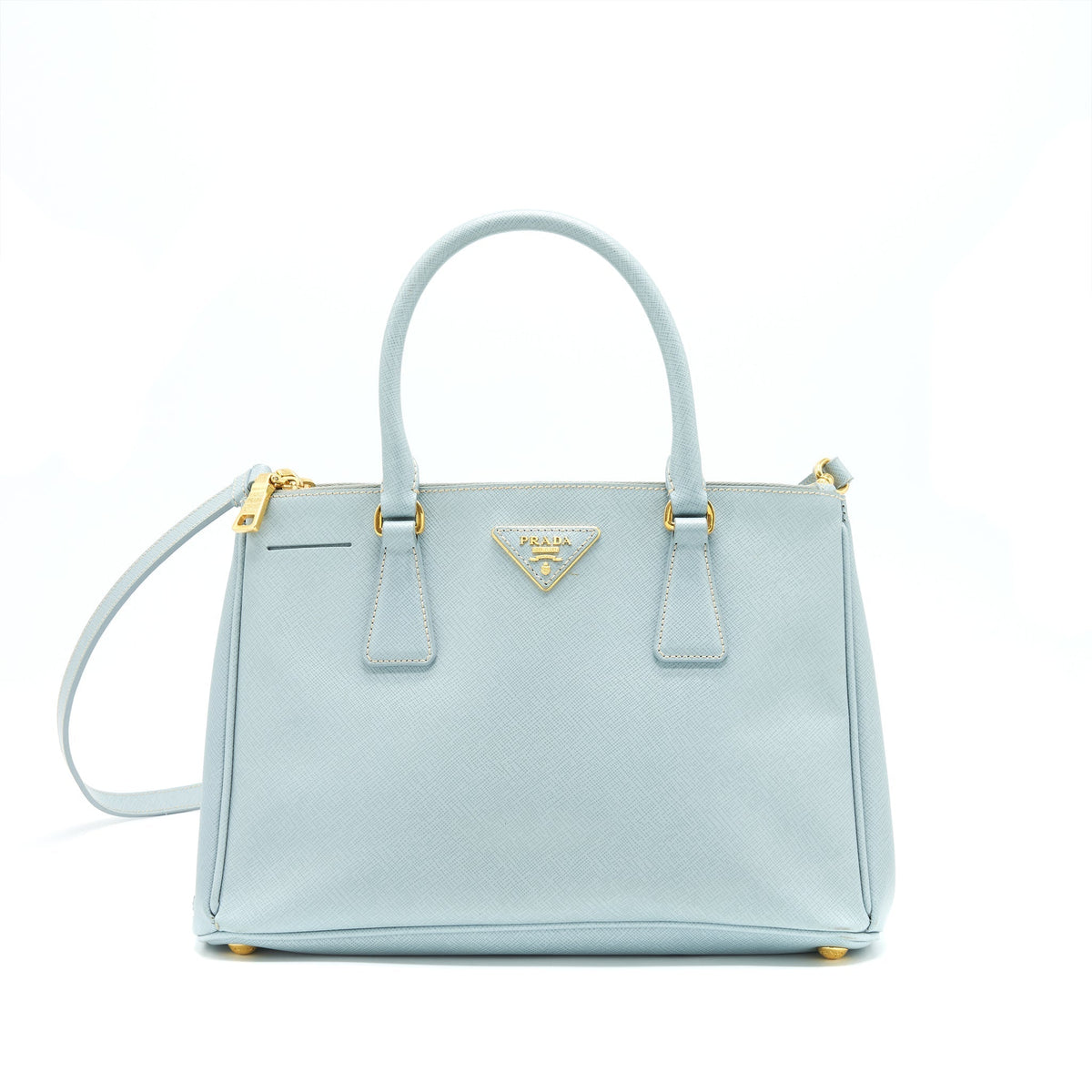 PRADA SMALL SAFFIANO LEATHER TOTE BAG LIGHT BLUE GHW