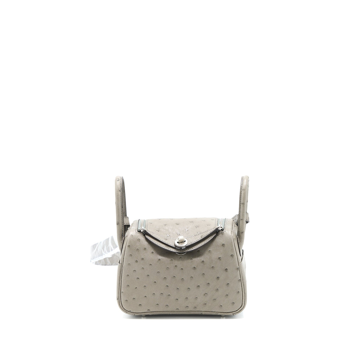 HERMES MINI LINDY OSTRICH 81 GRIS TOURTERELLE SHW