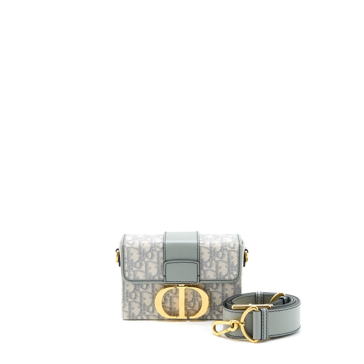 DIOR 30 MONTAIGNE MINI BOX BAG GREY OBLIQUE JACQUARD GHW