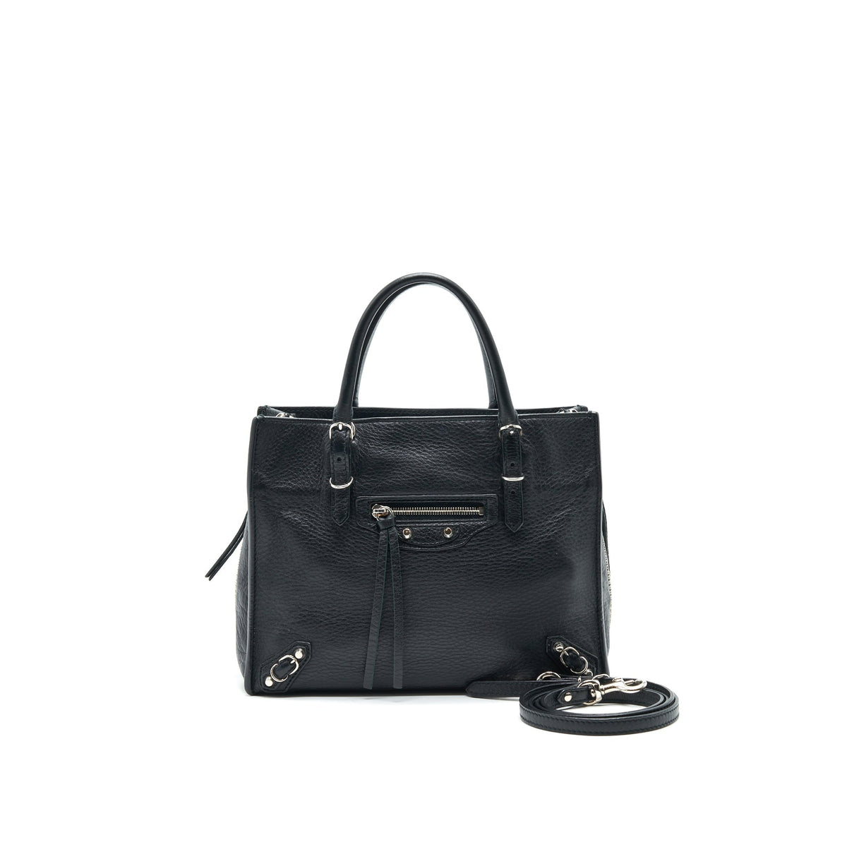 BALENCIAGA PAPIER MINI A4 CLASSIC STUDS BAG LEATHER MINI BLACK