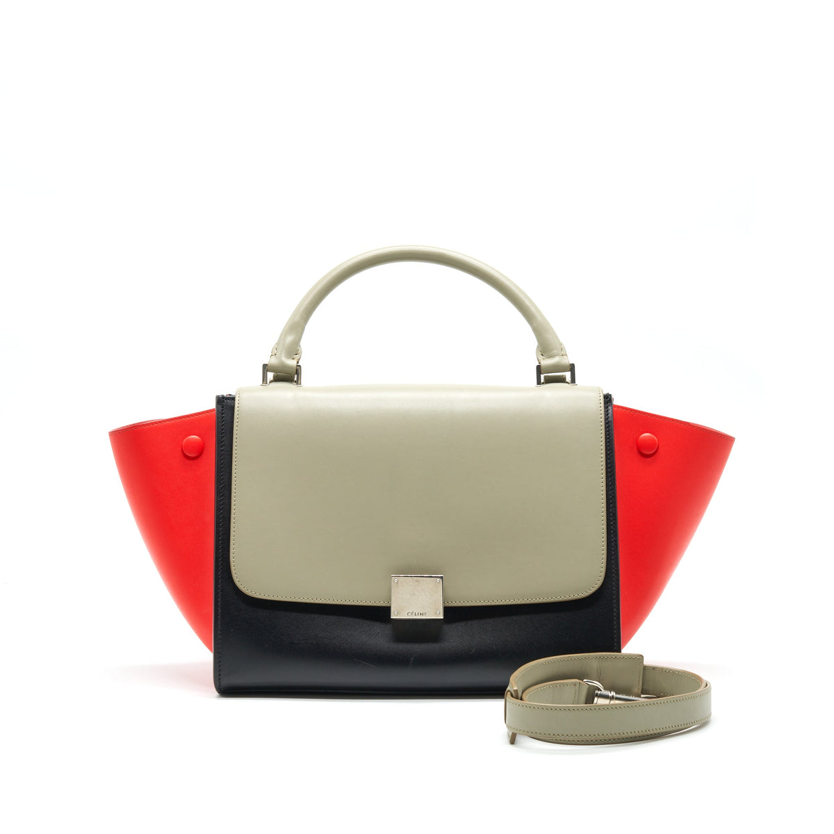 CELINE SMALL TRAPEZE BAG MULTI COLOR GREY/ BLACK/ ORANGE