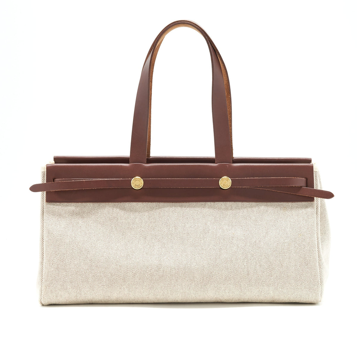 HERMES VINTAGE CANVAS SHOULDER BAG GHW WITH EXCHANGE POCKET