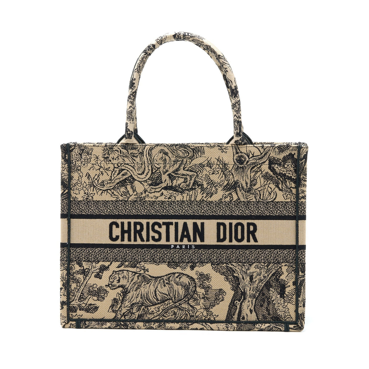 DIOR MEDIUM DIOR BOOK TOTE TOILE DE JOEY EMBROIDERY BEIGE