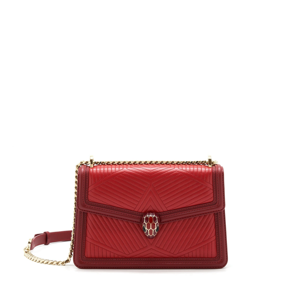 BVLGARI SERPENTI DIAMOND BLAST SHOULDER BAG RED