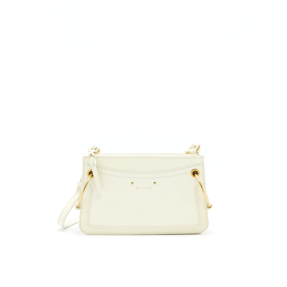 CHLOE DOUBLE ZIP CROSSBODY BAG WHITE GHW