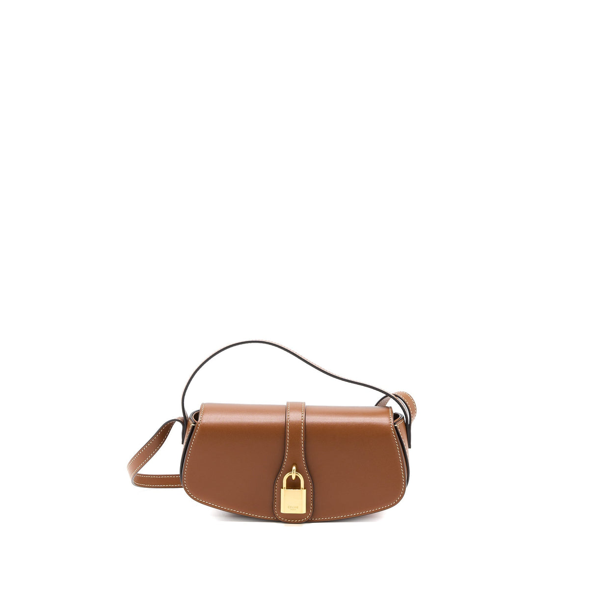 CELINE CLUTCH ON STRAP CALFSKIN TAN GHW