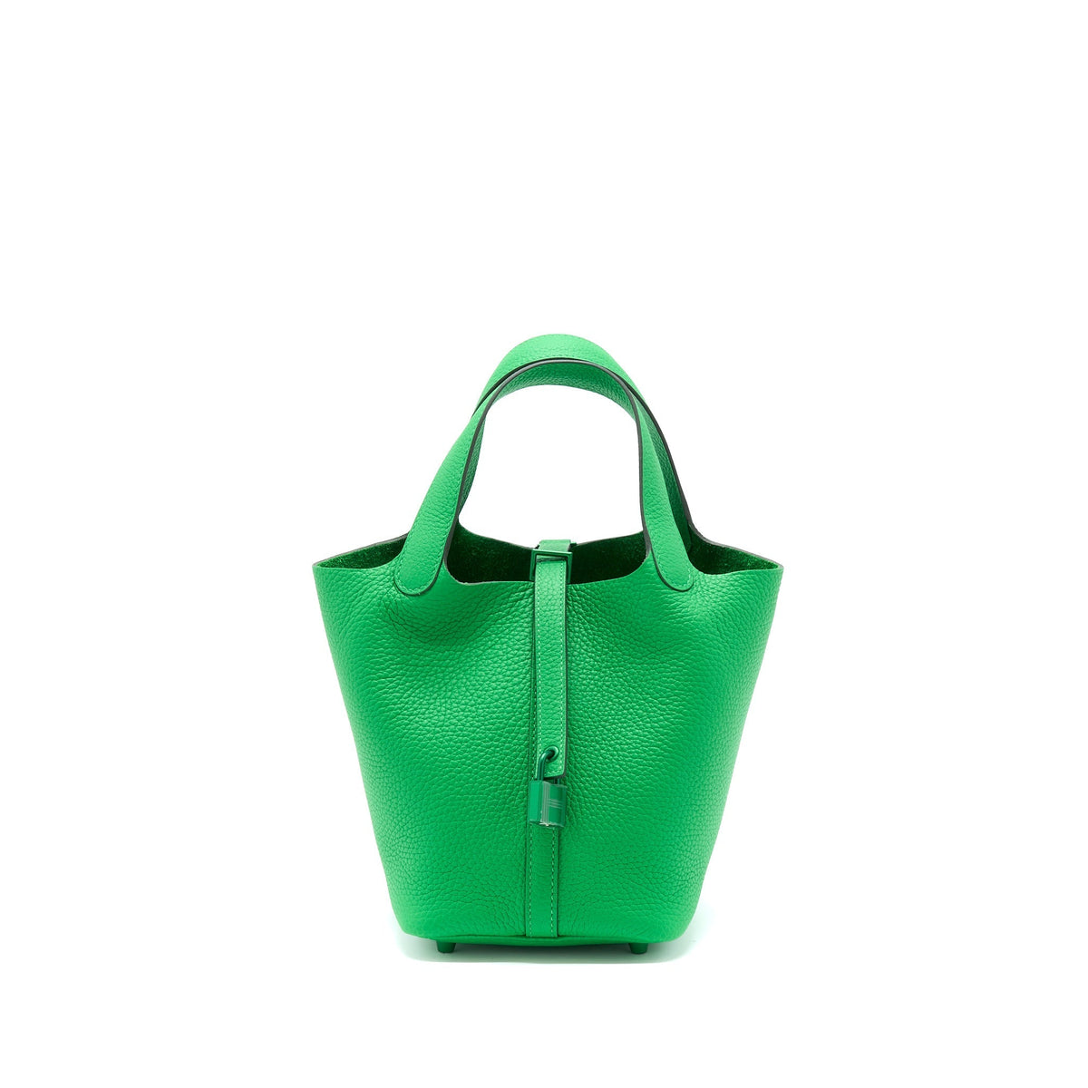 HERMES PICOTIN 18 LOCK BAG CLEMENCE 1K BAMBOU WITH GREEN HARDWARE