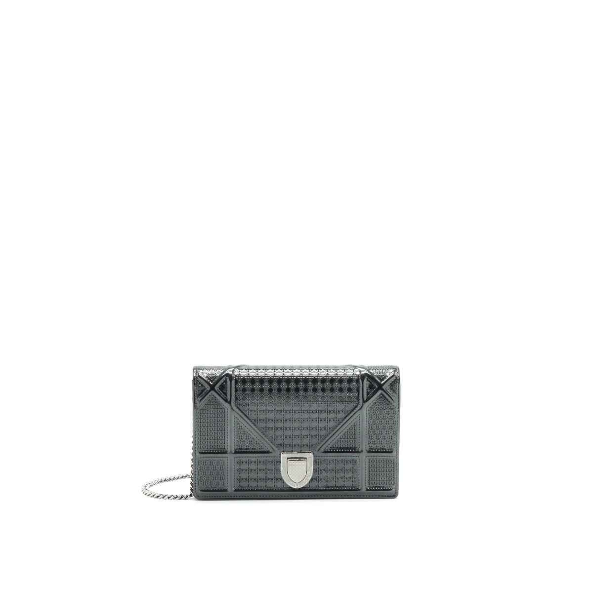 DIOR DIORAMA WALLET ON CHAIN METALLIC BLACK SHW
