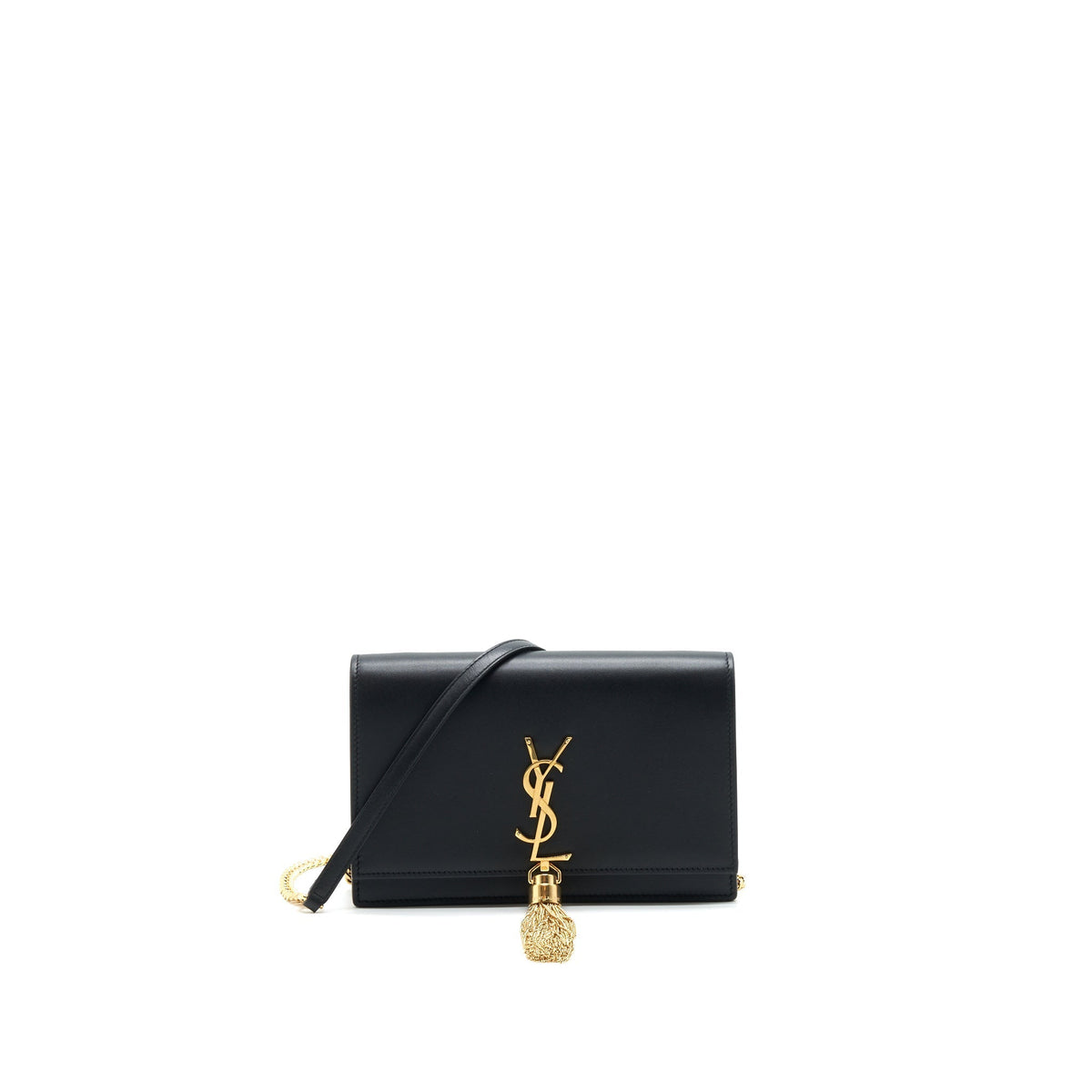 SAINT LAUREN KATE WALLET ON CHAIN WITH TASSEL BLACK GHW