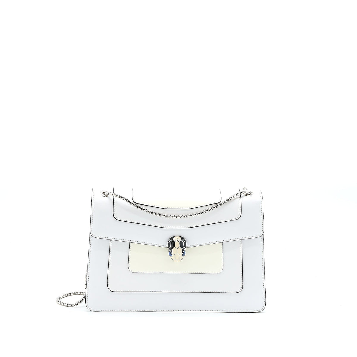 BVLGARI SERPENTI FOREVER SHOULDER BAG PATENT WHITE SHW