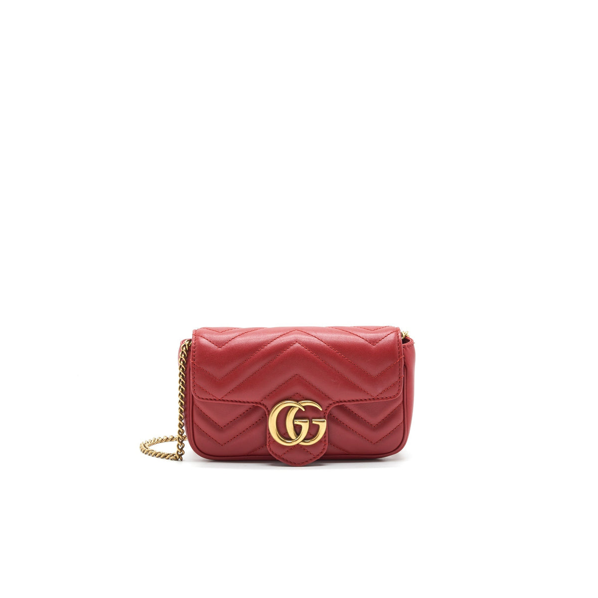 GUCCI GG MARMONT SUPER MINI LEATHER BAG RED
