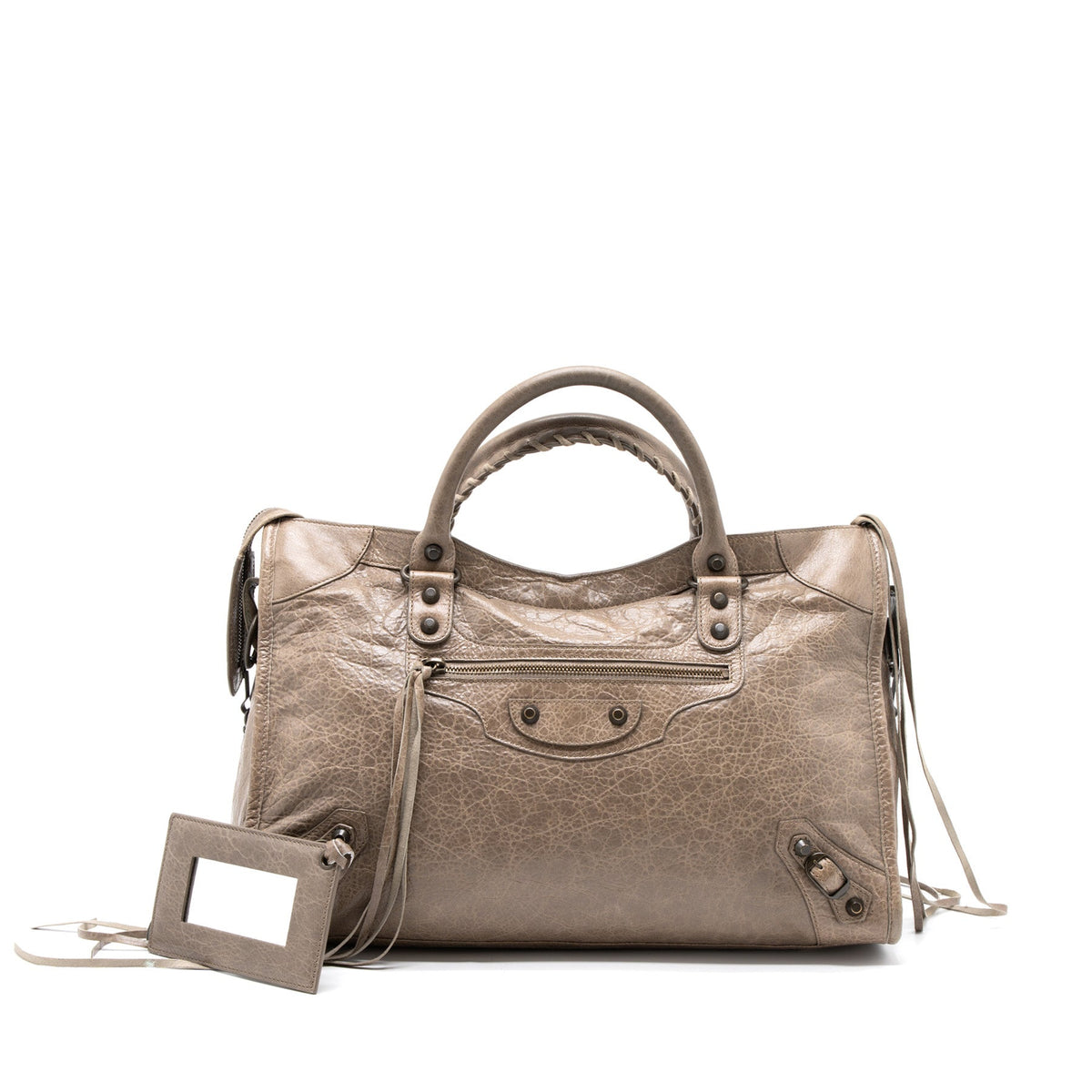 BALENCIAGA CLASSIC CITY BAG LIGHT BROWN RUTHENIUM HARDWARE