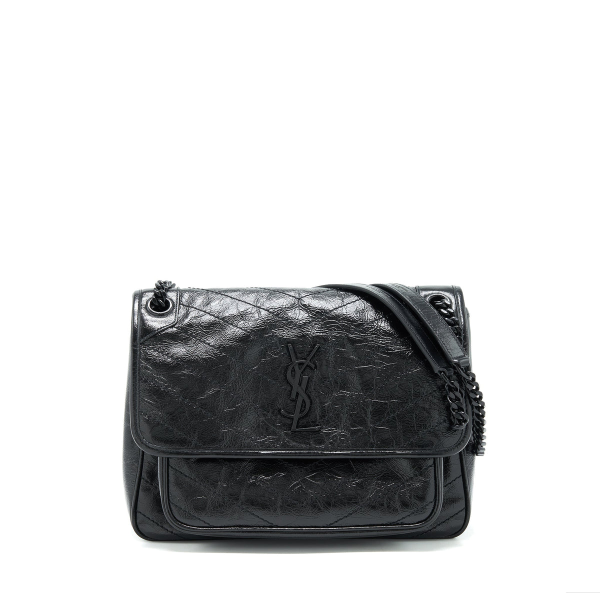 SAINT LAURENT MEDIUM NIKI BAG CRINKLED VINTAGE SO BLACK