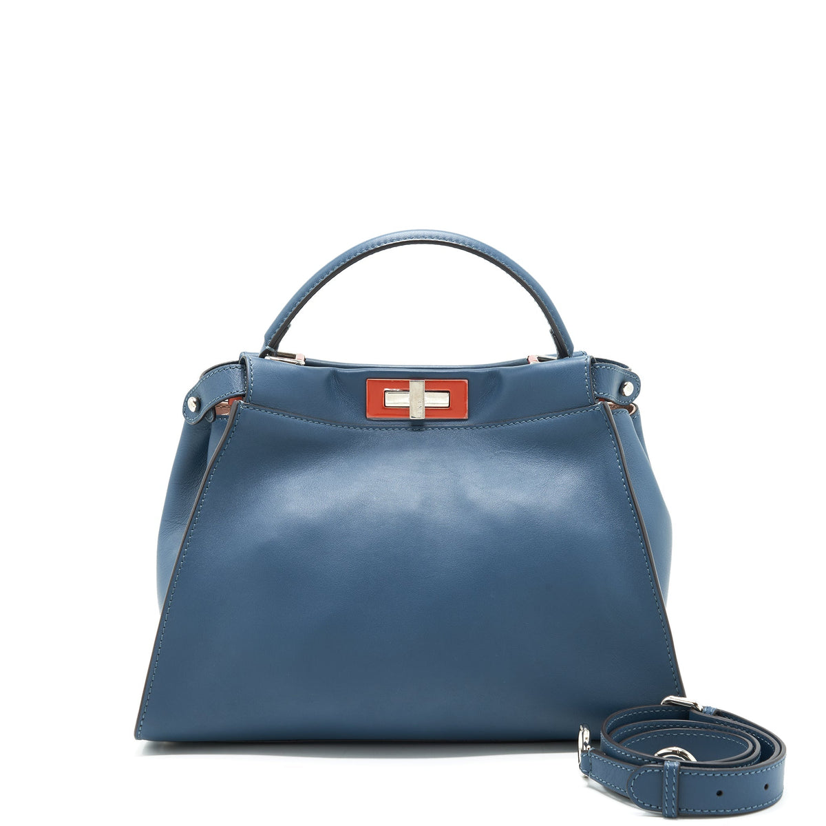 FENDI MEDIUM PEEKABOO BAG DARK BLUE MULTI COLOUR HARDWARE