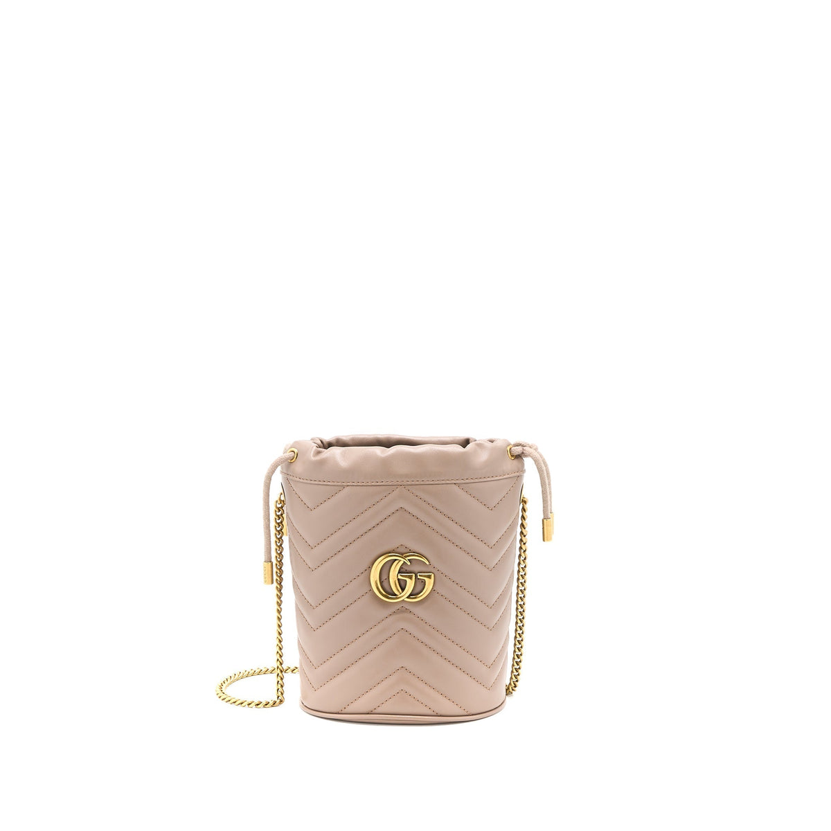 GUCCI GG MARMONT MINI BUCKET DARK BEIGE GHW