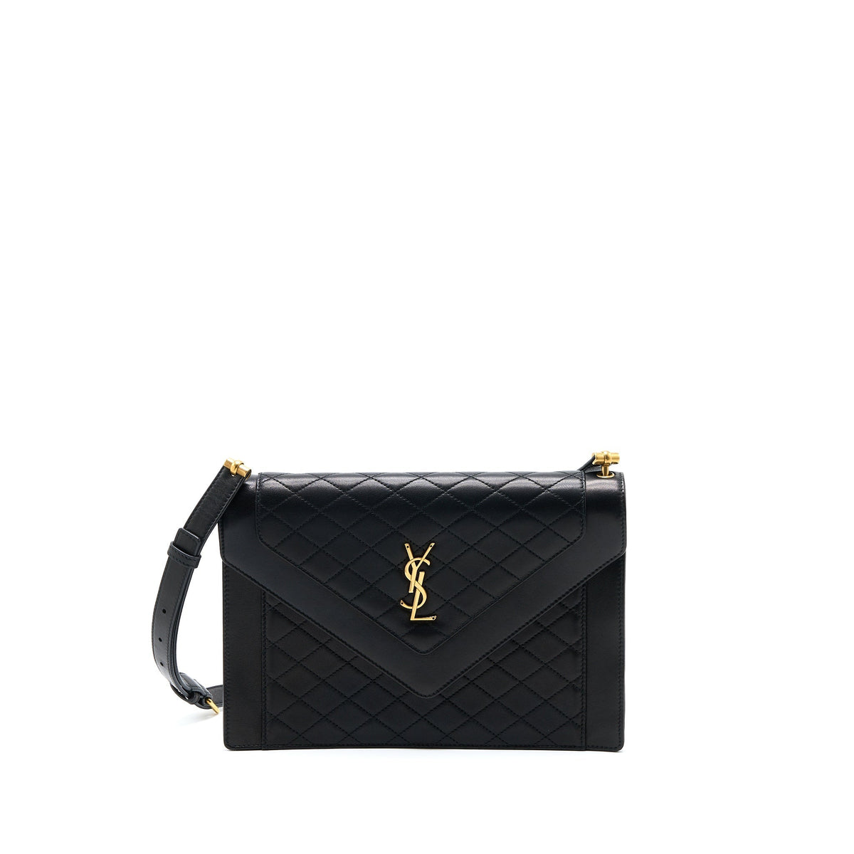 SAINT LAURENT/YSL ENVELOP SHOULDER BAG LAMBSKIN BLACK GHW