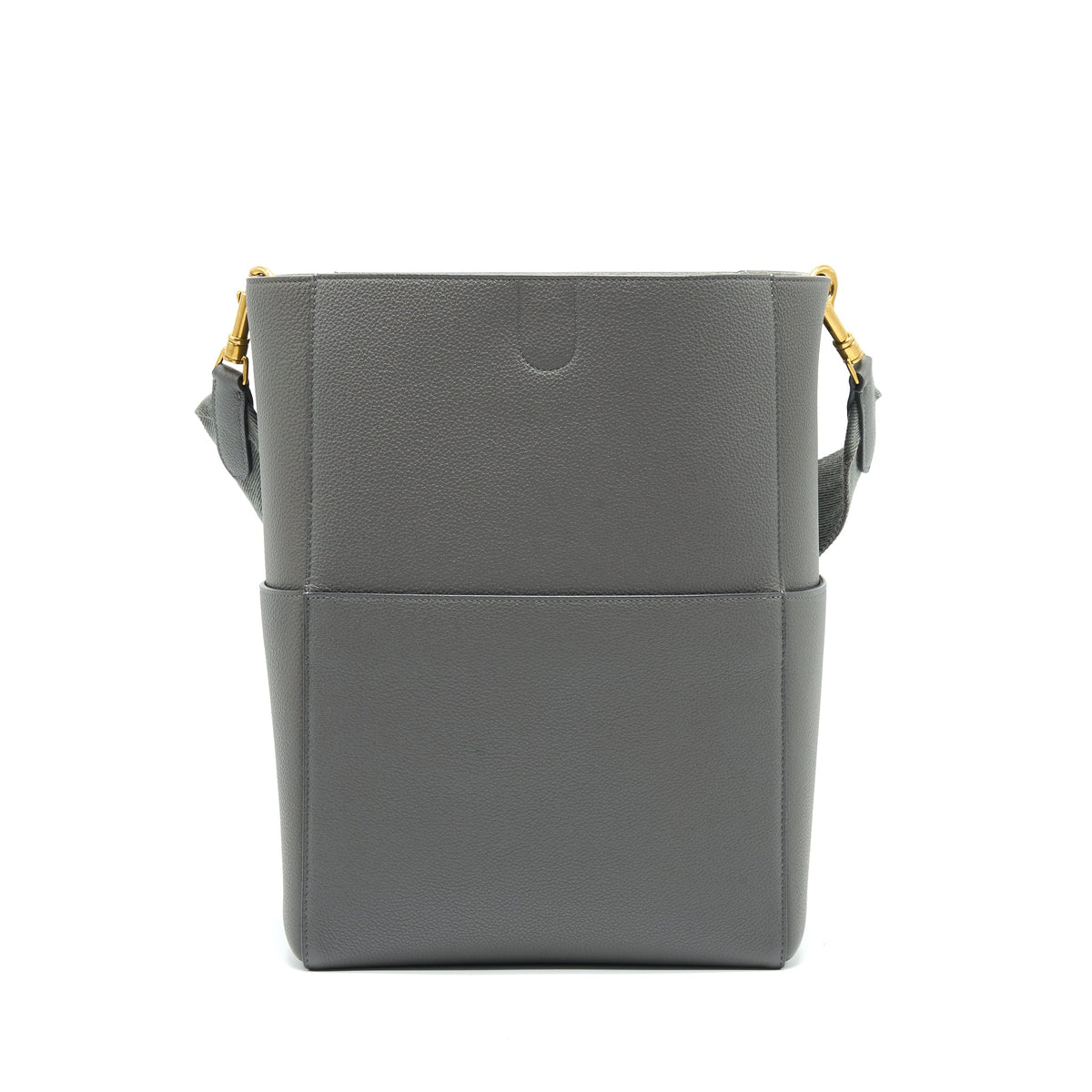 CELINE SANGLE BUCKET BAG DARK GREY WITH BLACK STITCHING
