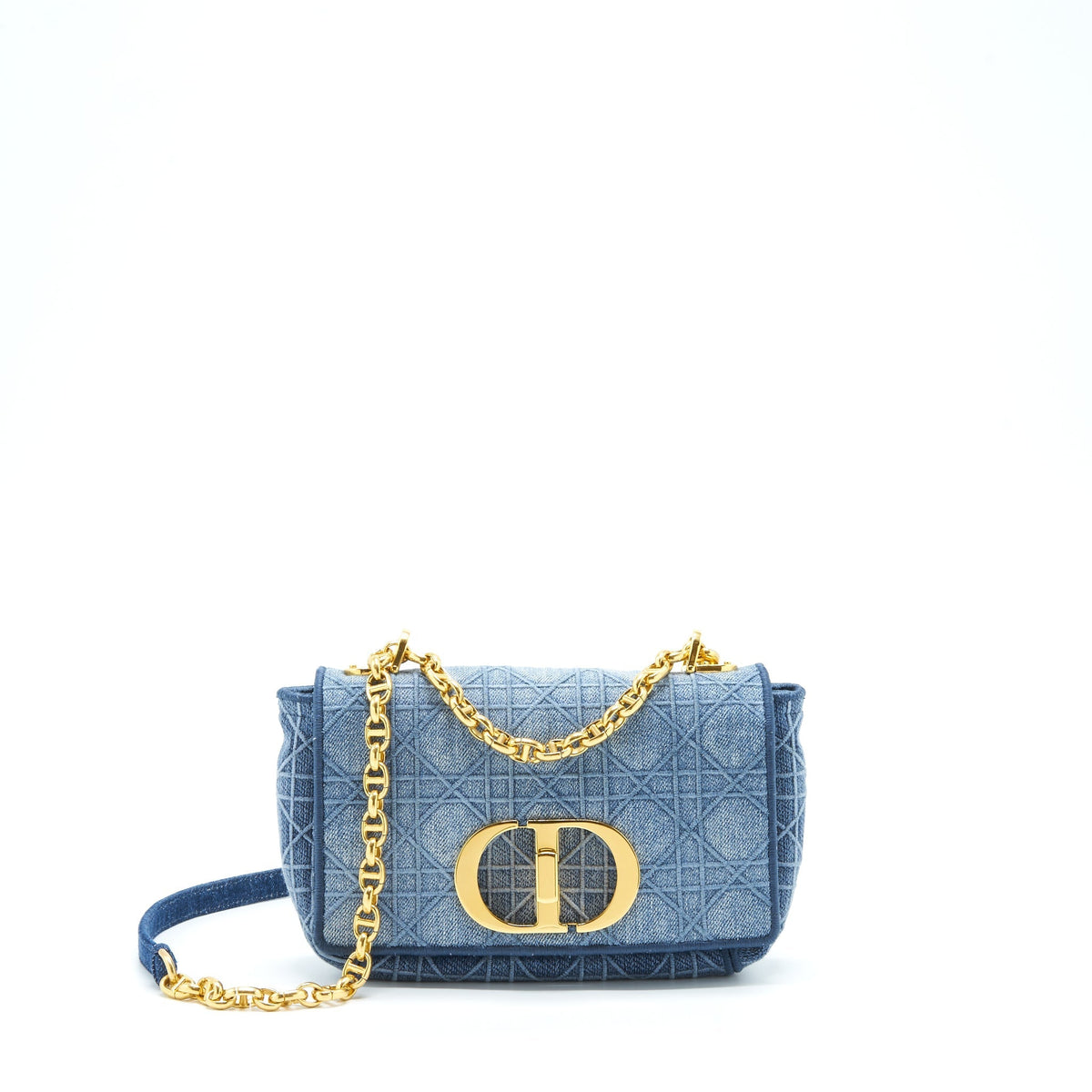 DIOR SMALL DIOR CARO BAG DENIM BLUE GHW