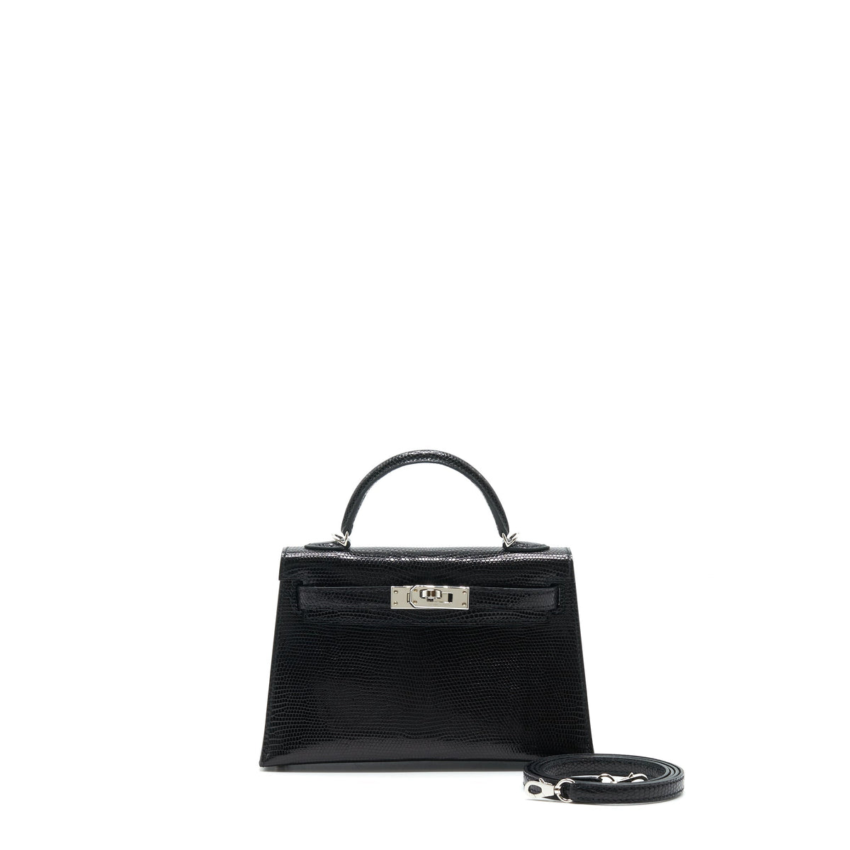 HERMES MINI KELLY 20CM LIZARD BLACK SHW