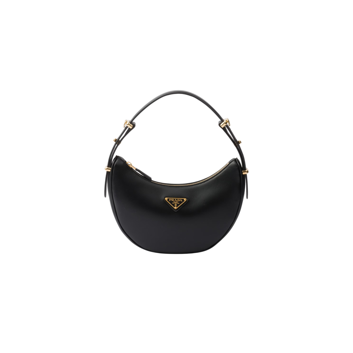 PRADA ARQUÉ SMALL SHOULDER BAG CALFSKIN BLACK GHW