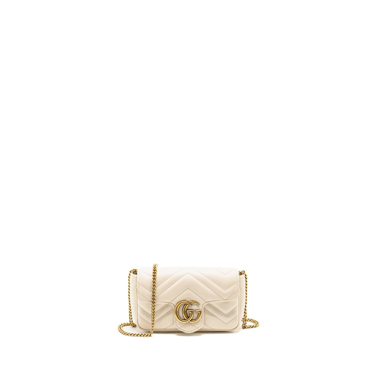 GUCCI GG MARMONT SUPER MINI CALFSKIN WHITE GHW