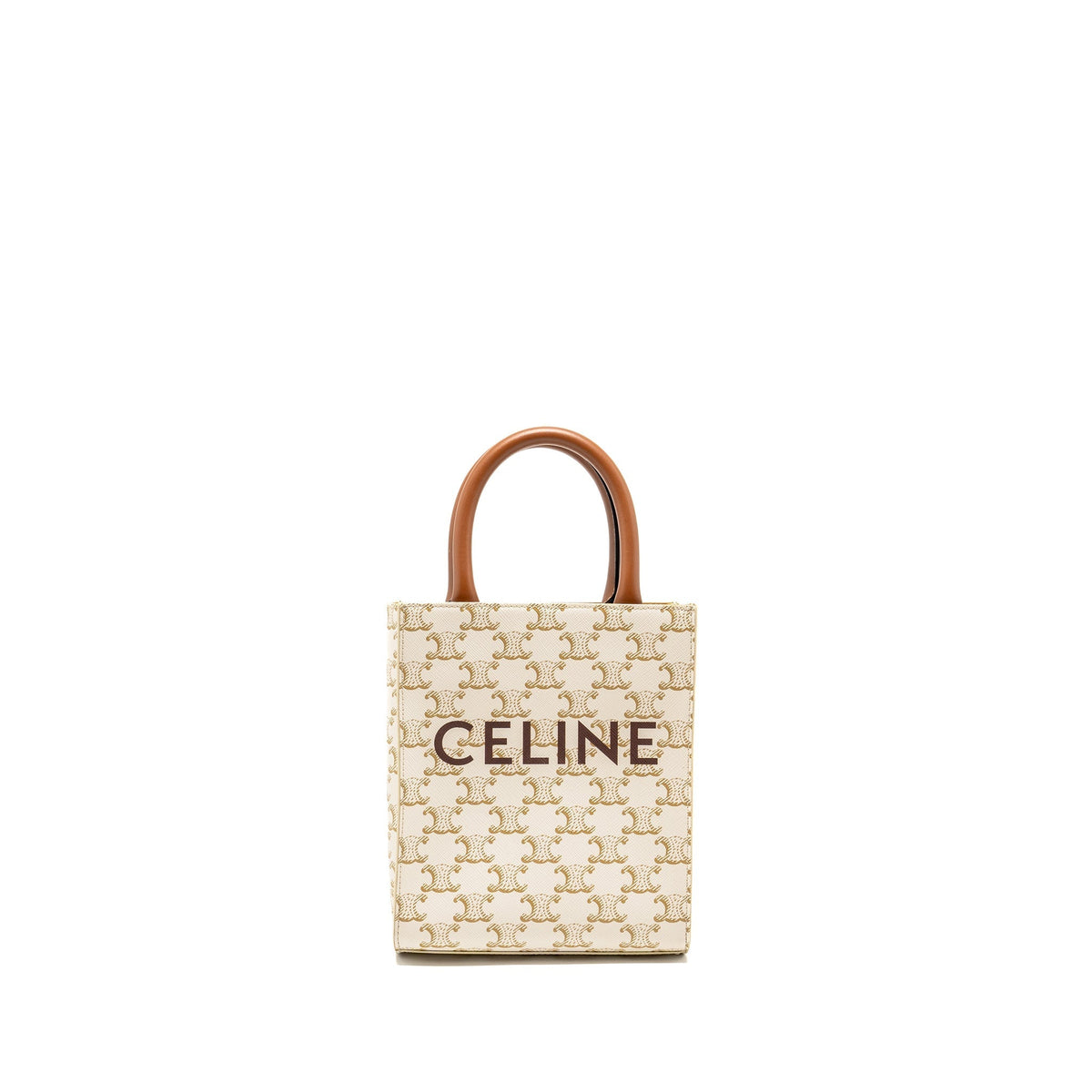 CELINE MINI VERTICAL CABAS TRIOMPHE CANVAS/CALFSKIN WHITE GHW
