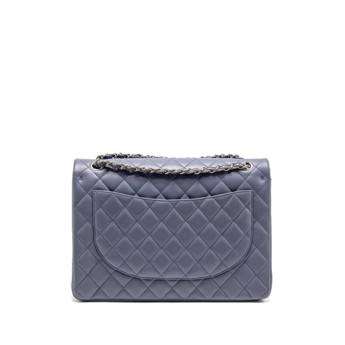 CHANEL MAXI CLASSIC DOUBLE FLAP BAG LAMBSKIN LIGHT PURPLE SHW