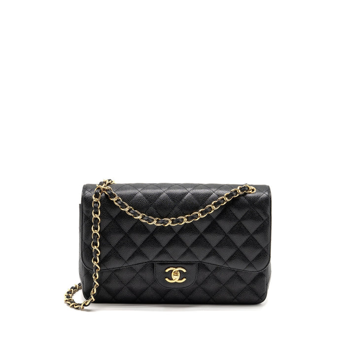 CHANEL JUMBO CLASSIC DOUBLE FLAP BAG CAVIAR BLACK GHW