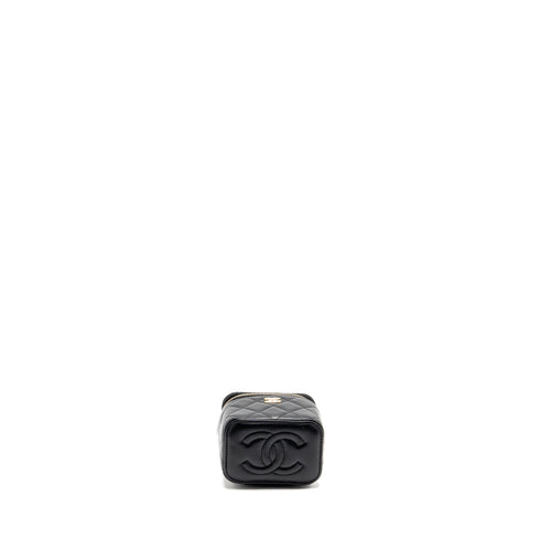 CHANEL PEARL CRUSH MINI VANITY WITH CHAIN LAMBSKIN BLACK GHW (MICROCHIP)