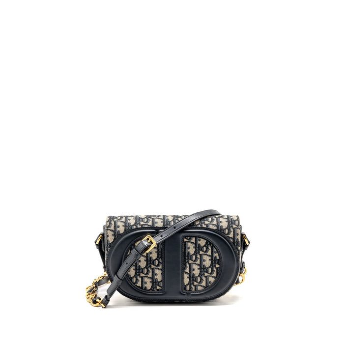 DIOR CD SIGNATURE CROSSBODY BAG OBLIQUE CANVAS NAVY GHW