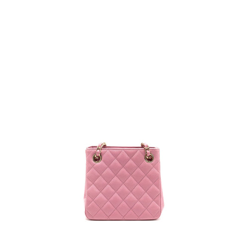 CHANEL MINI BUCKET HOBO BAG CAVIAR PINK LGHW (MICROCHIP)