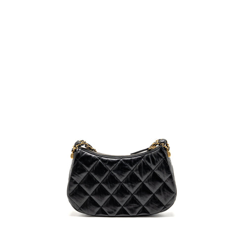 CHANEL 23K 19 HOBO SHOULDER BAG CALFSKIN BLACK GHW (MICROCHIP)