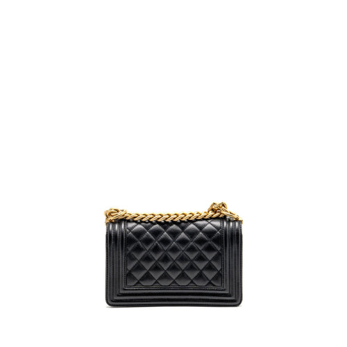 CHANEL SMALL BOY BAG CAVIAR BLACK GHW (MICROCHIP)