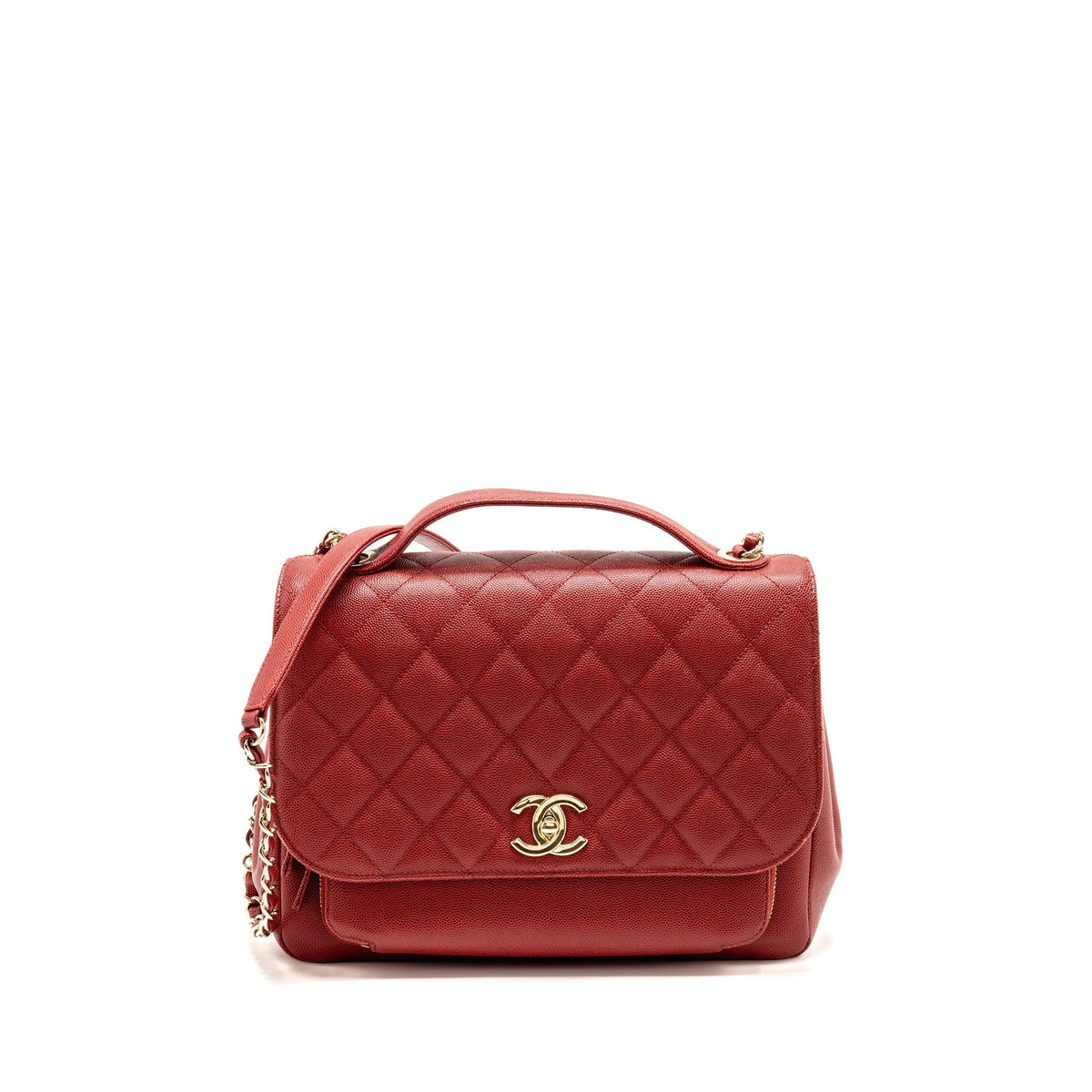 CHANEL LARGE BUSINESS AFFINITY CAVIAR RED LGHW