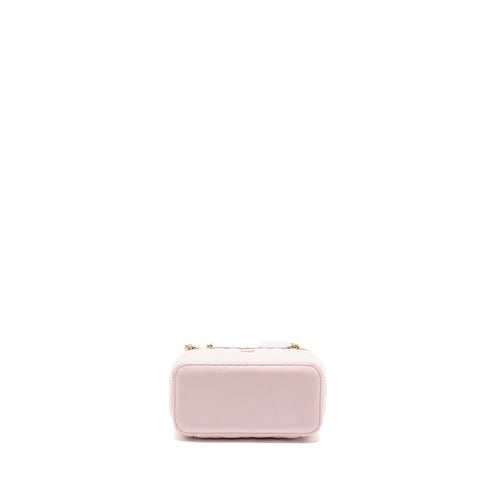 CHANEL 22P LONG VANITY CASE WITH LOGO CHAIN LIGHT PINK CAVIAR LGHW
