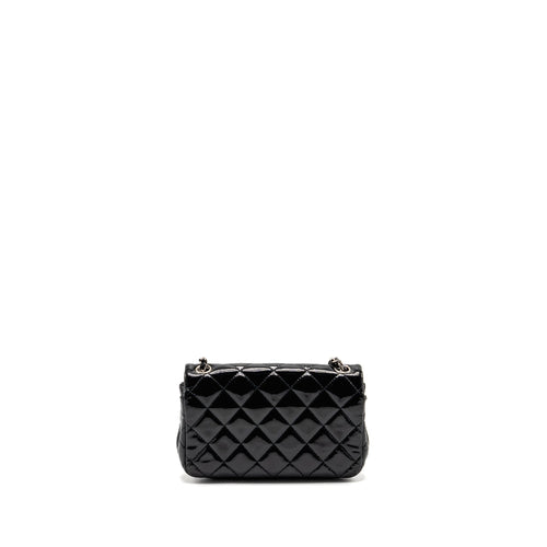 CHANEL CC MINI FLAP BAG PATENT BLACK SHW