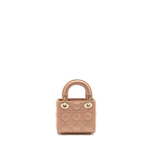 DIOR MICRO LADY DIOR CANNAGE LAMBSKIN ROSE DES VENTS LGHW
