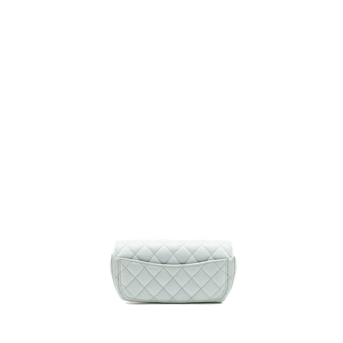 CHANEL SUNGLASSES CASE CLUTCH WITH CHAIN CAVIAR LIGHT BLUE SHW